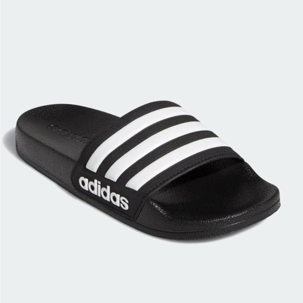 Kids Adidas Adilette Black and White Striped Slides Size 10 Toddler